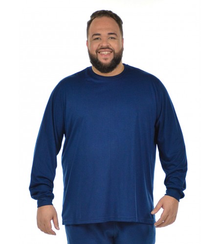 Manga Longa Plus Size Azul Royal