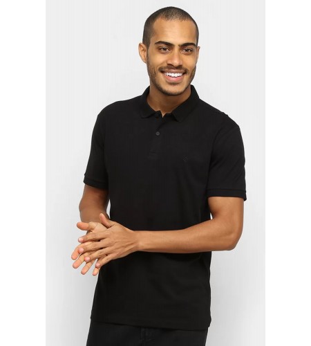 Polo Masculina de Algodão Preta